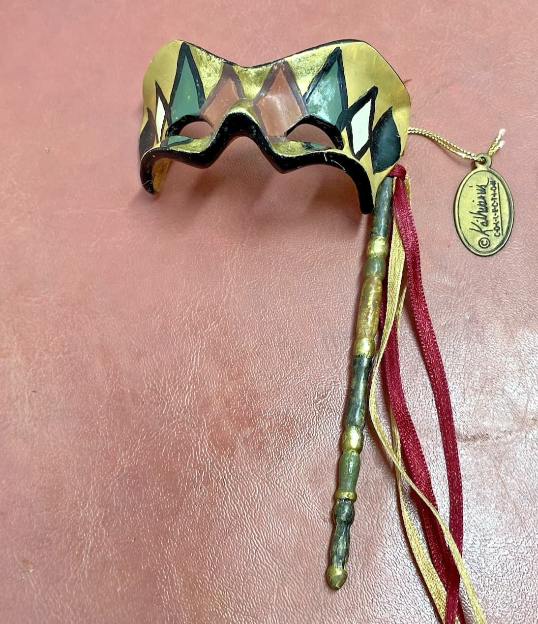 Vintage Katherines Collection Venetian Opera Mardi Gras Harlequin Mini Mask READ