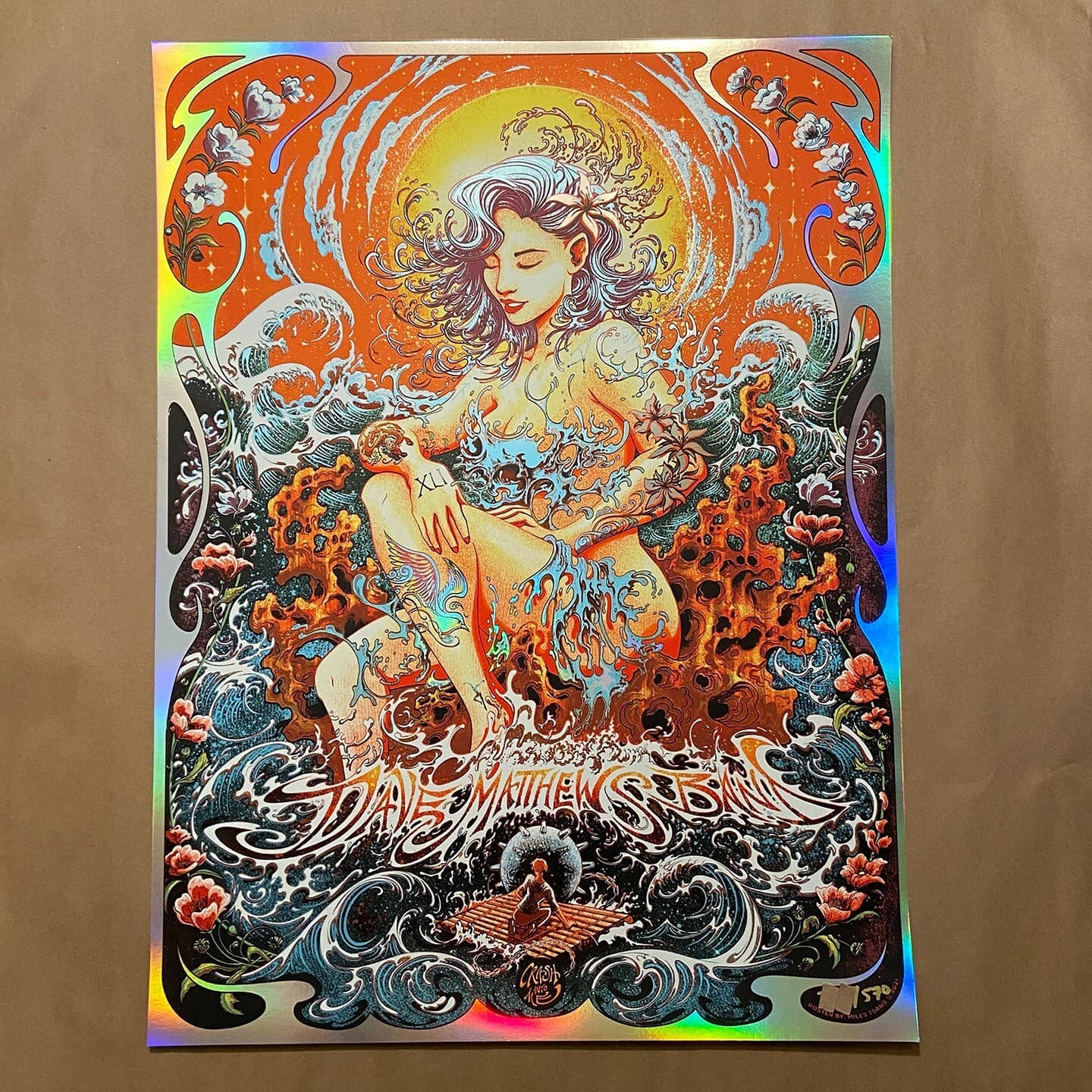 Dave Matthews Band 2021 Crash Into Me Miles Tsang Rainbow Foil Numbered Poster
