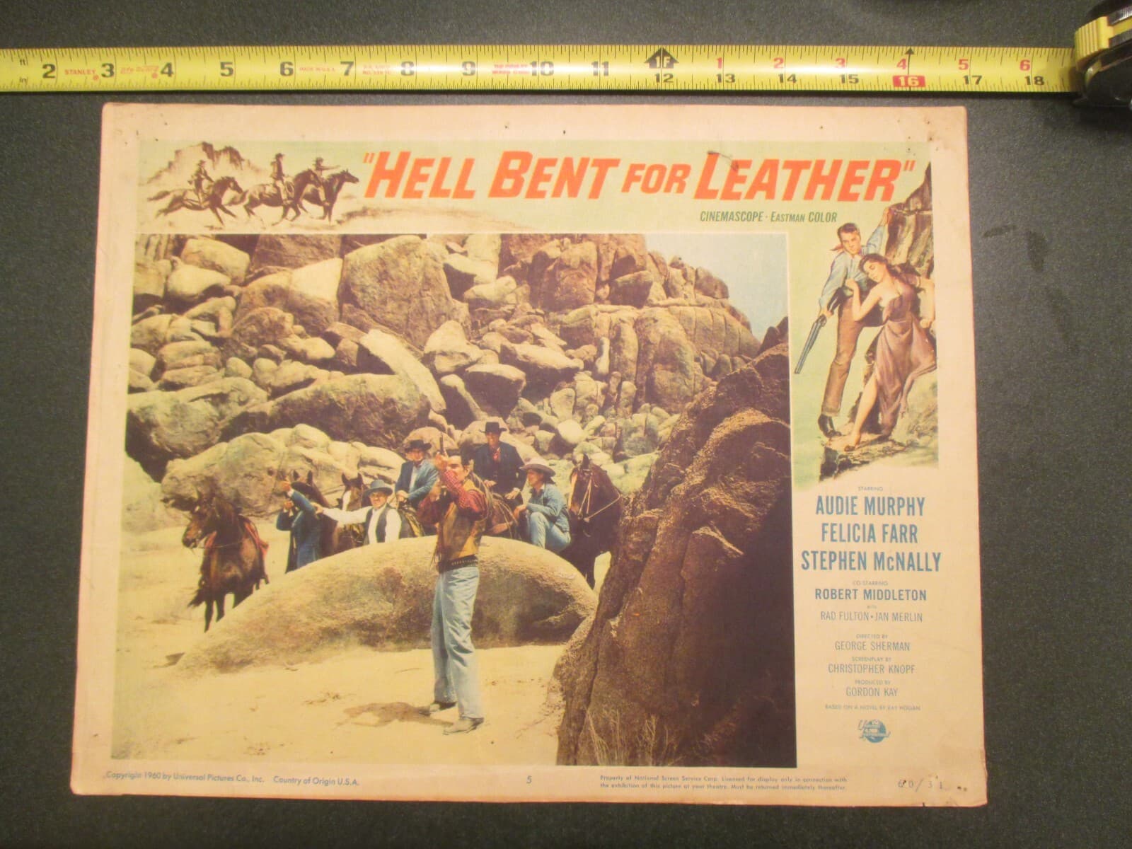 Hell Bent for Leather Audie Murphy 1960 Western Movie 11 x14 Lobby Card Poster 3