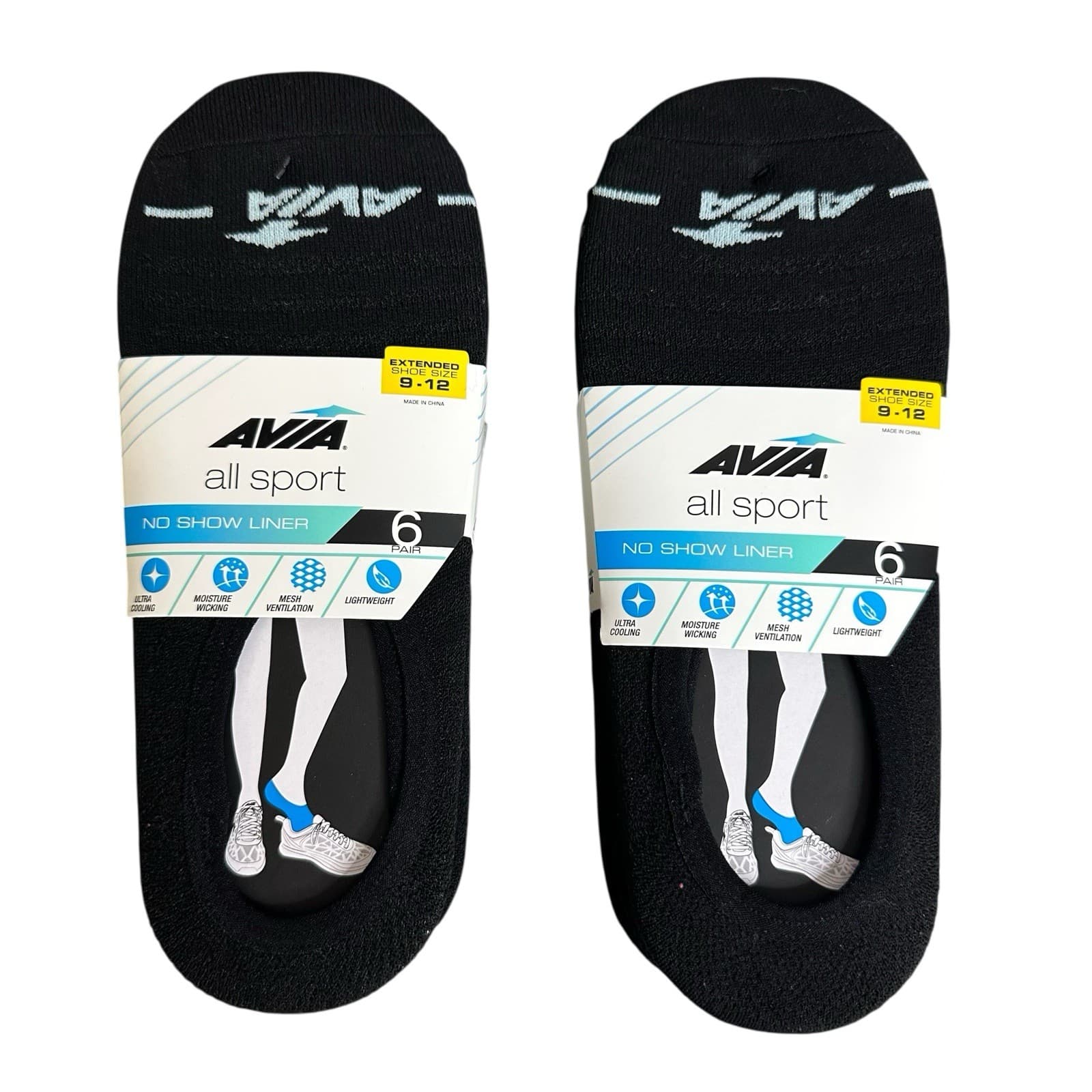 AVIA Women's Micro Performance Sport No Show Liner Socks 6 Pack New Lot of 2