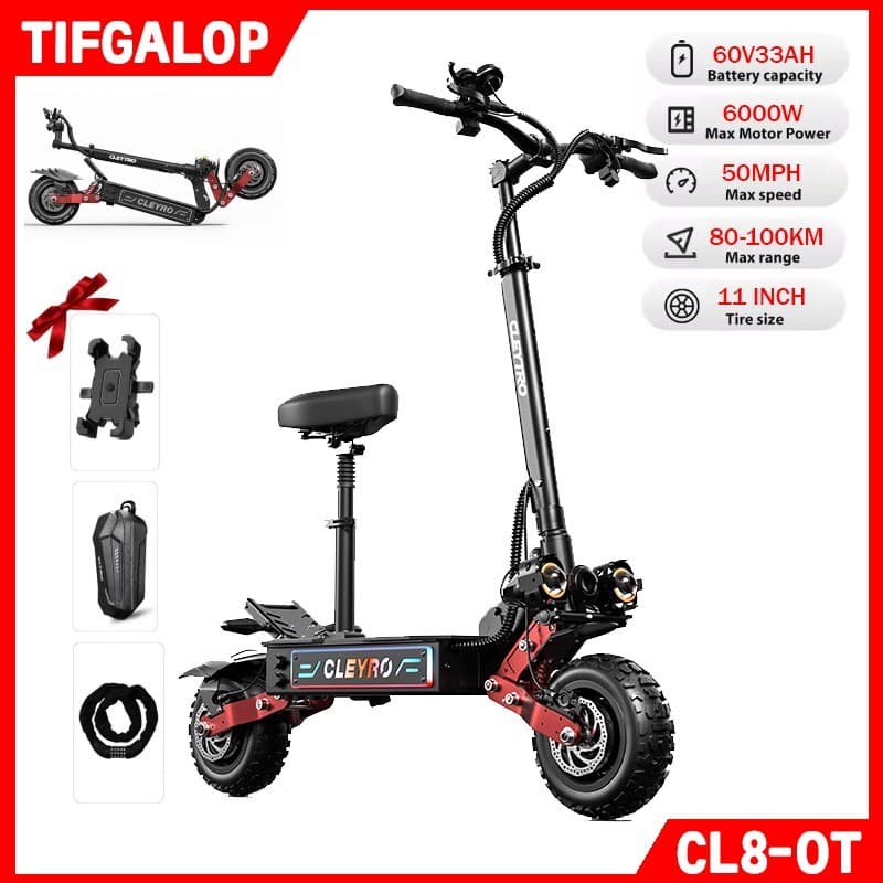 Folding Electric Scooters Adult w/Seat 50MPH 6000W 11inch Off Road E-Scooter