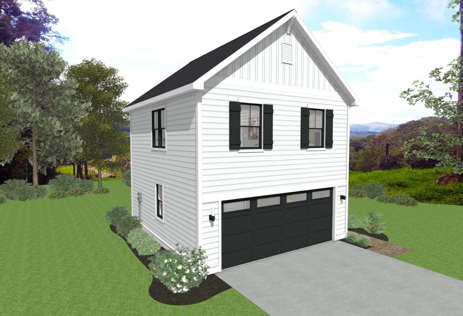 Garage Apartment (ADU) - 1 BR/1BA w/ Loft - Full House Plans, Blueprints #30011B