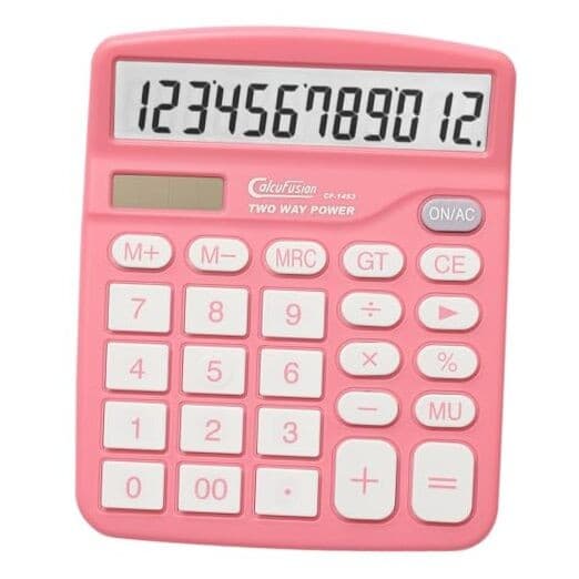 Calculator, 12 Digits Desktop Calculators Large Display LCD&Big Button Pink