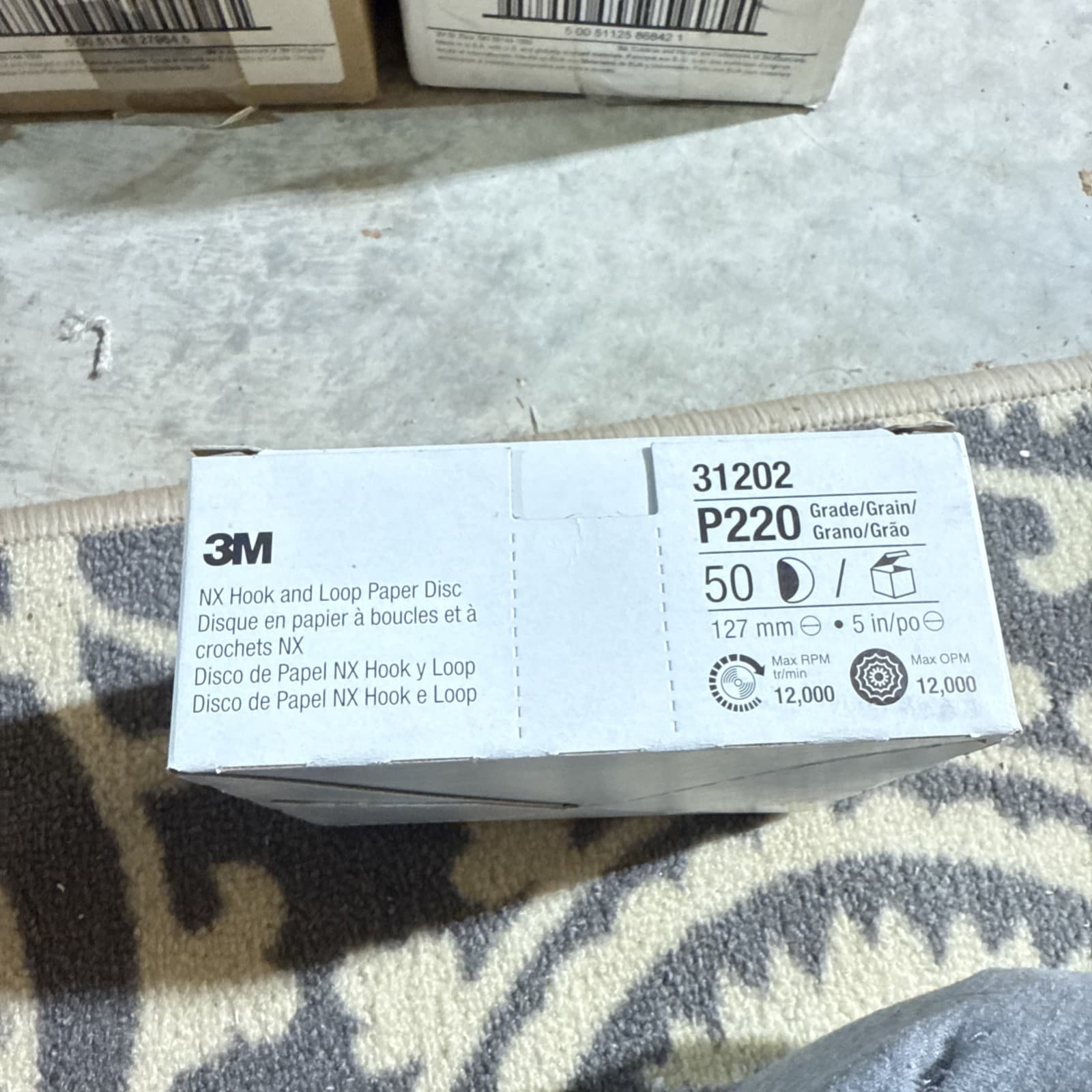 3M 31202 NX Hook and Loop Paper Disc, 5"x NH P220 Coated Aluminum Oxide Qty (50)