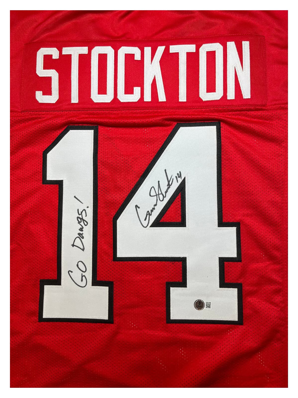 Gunner Stockton Autographed Georgia Custom RED Jersey Go Dawgs Insc Beckett COA
