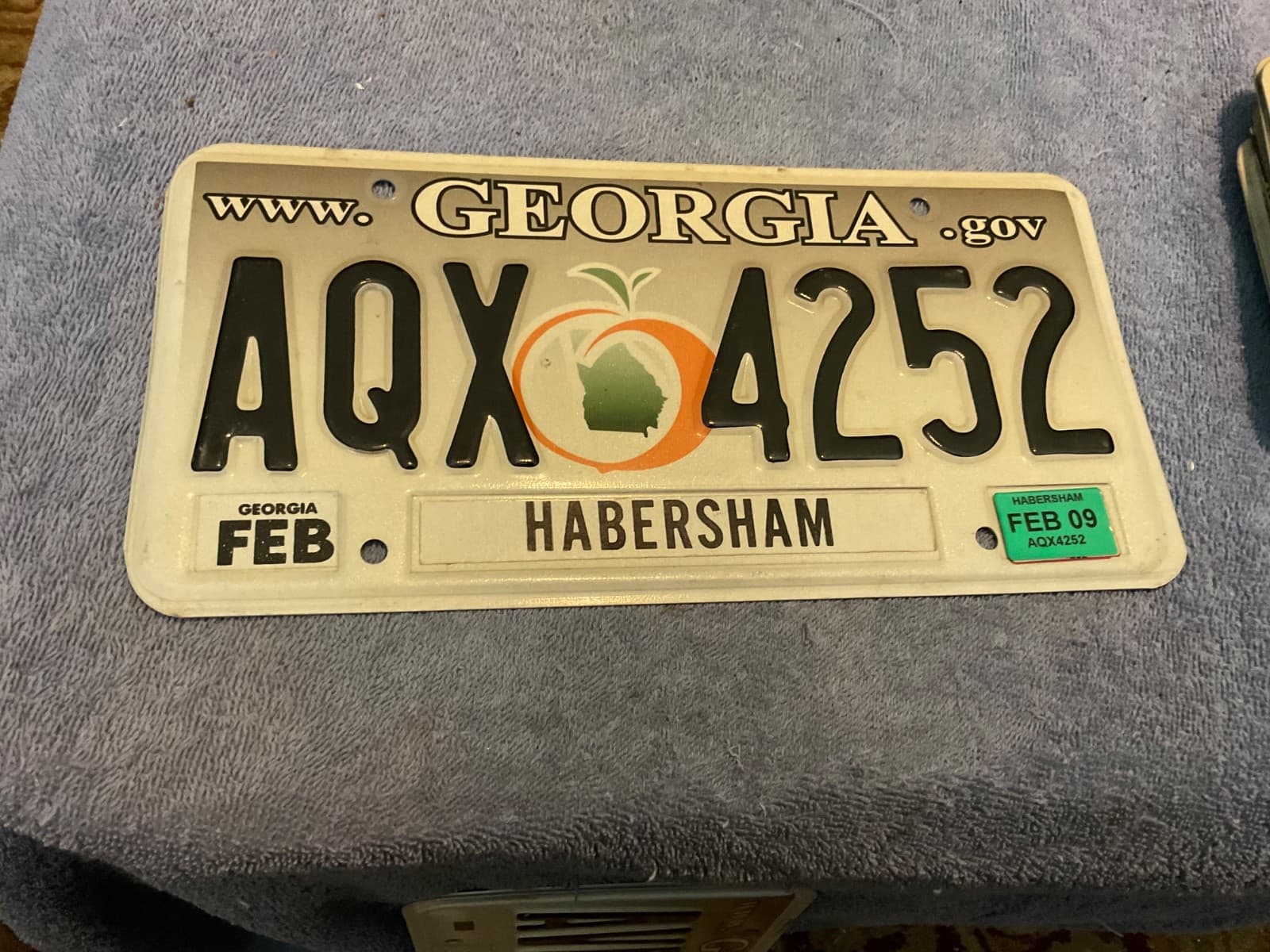 Georgia License Plate AQX 4252 Habersham County 2009