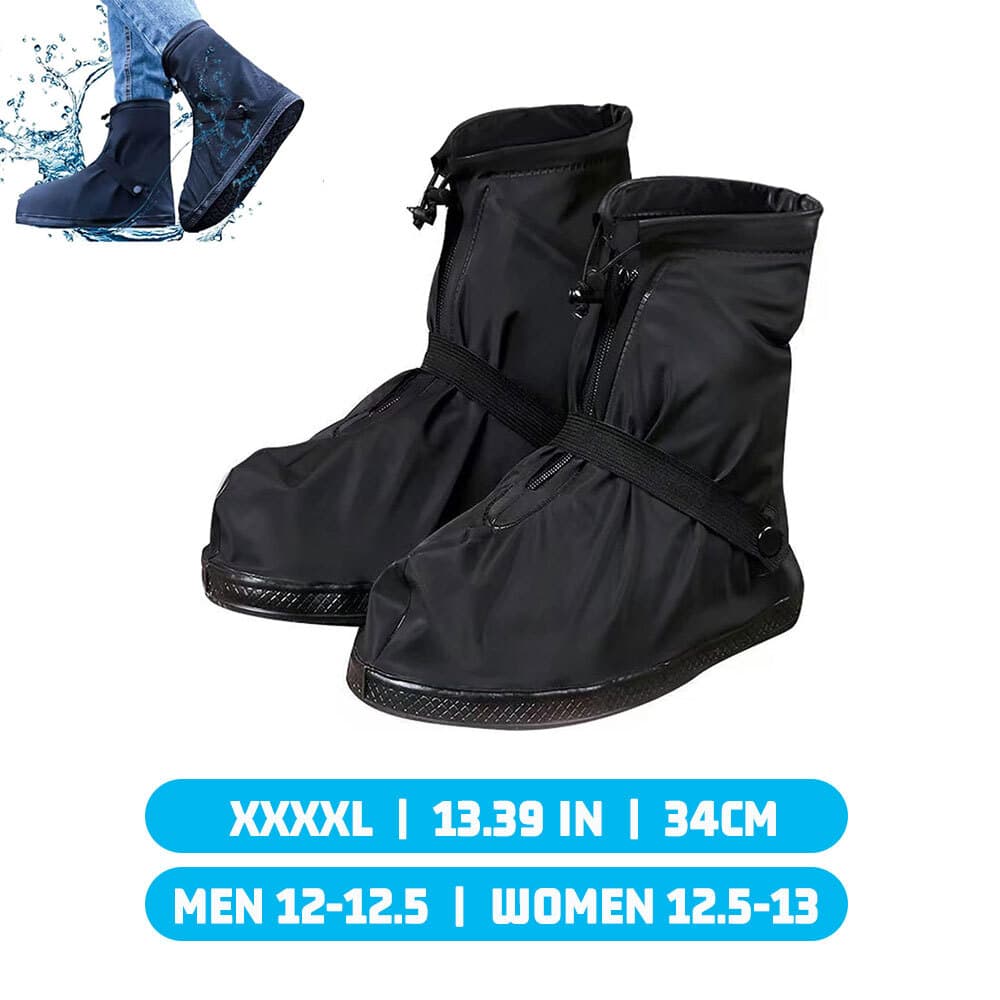 Reusable Rain Shoe Covers Waterproof Zipper Overshoes Boots Anti-Slip Protector
