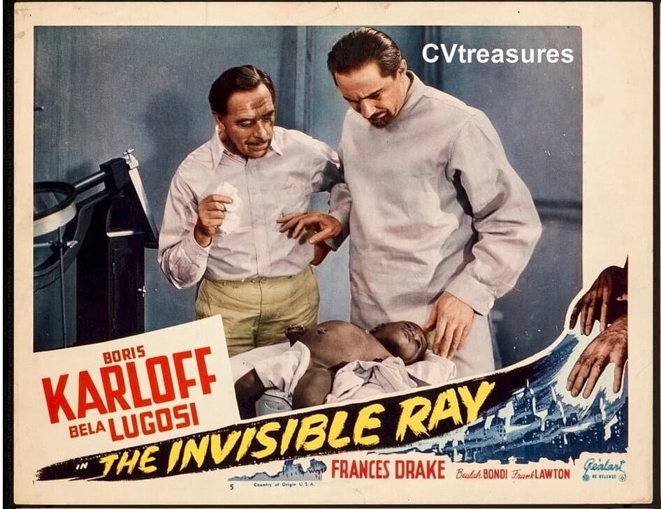 THE INVISIBLE RAY Horror Movie Poster Lobby Card Boris Karloff Bela Lugosi 4