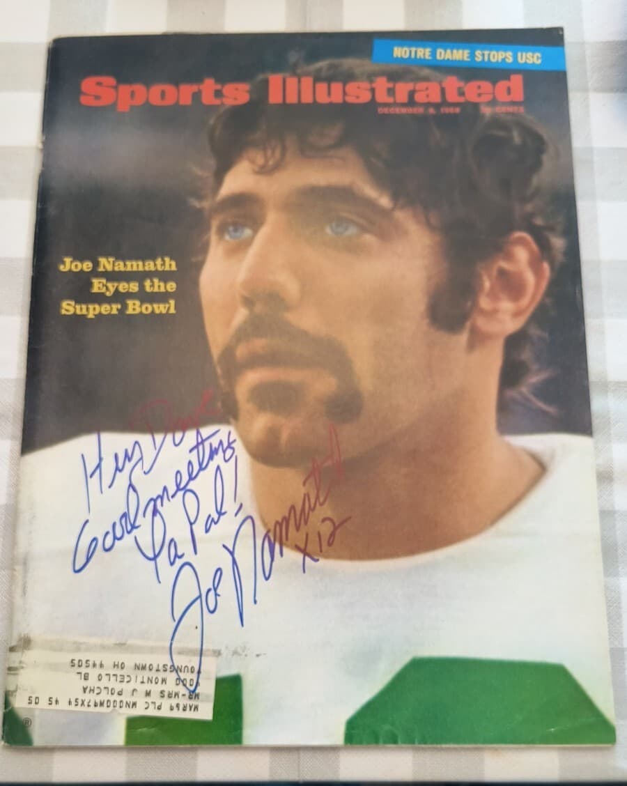 Joe Namath New York Jets Signed 1968 Sports Illustrated Magazine AFL Inscribed