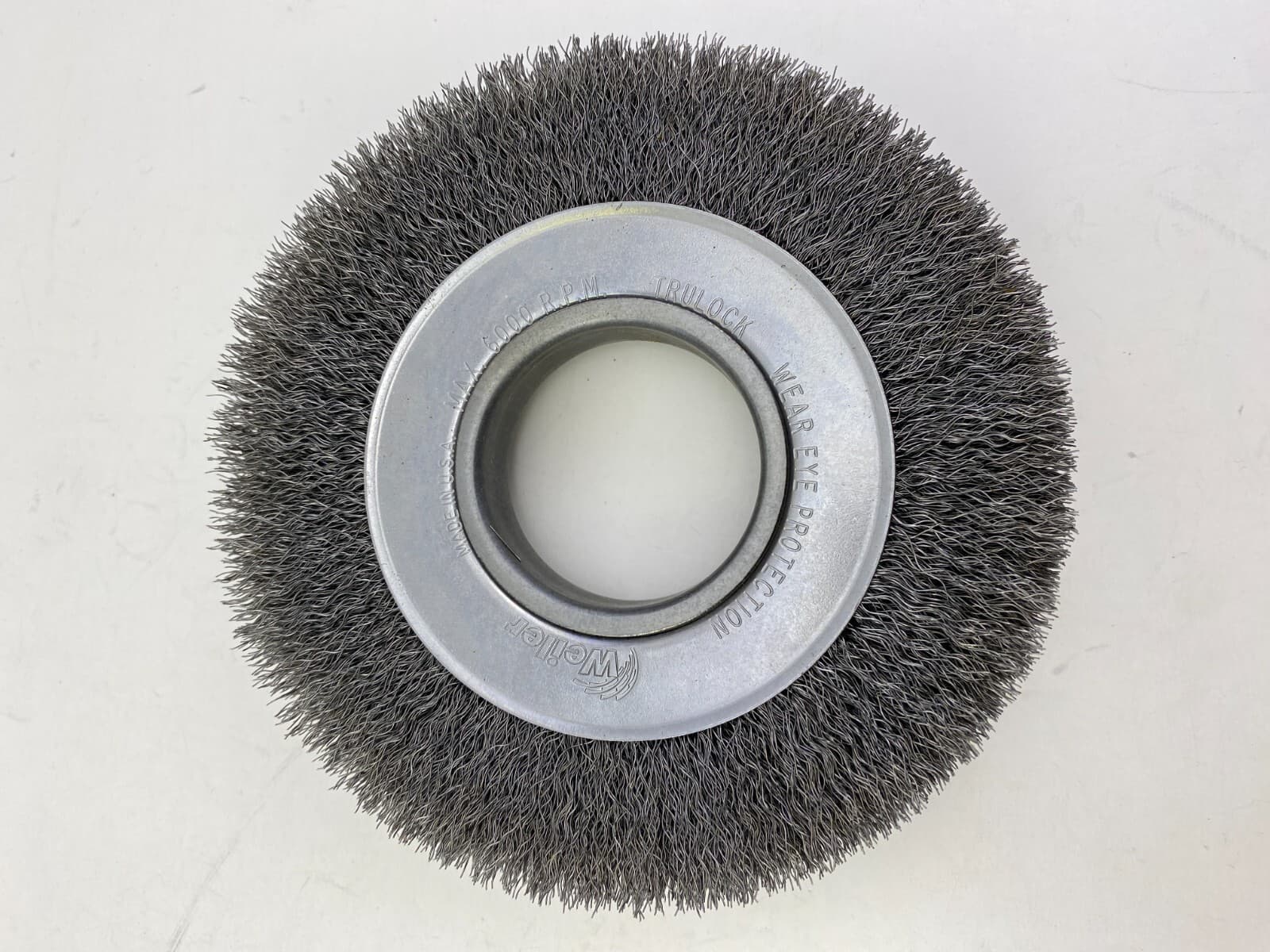 Weiler 03050 6" Wide Face Crimped Wire Wheel,.0104" Steel Fill, 2" Arbor Hole