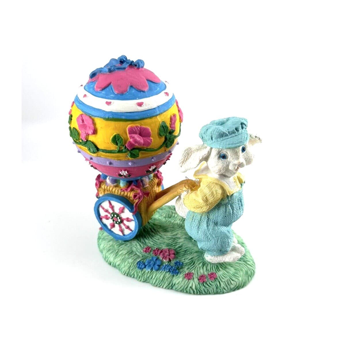 Clover Hill Julies Journey Hand Painted Figurine Easter Bunny with Cart 5"