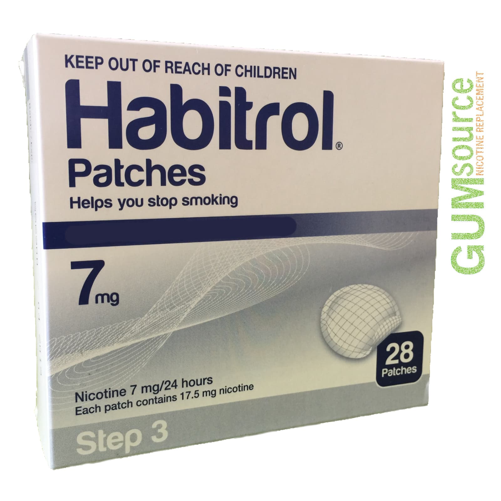 Habitrol Step 3, Transdermal Nicotine Patch 7mg, 1 box 28 patches