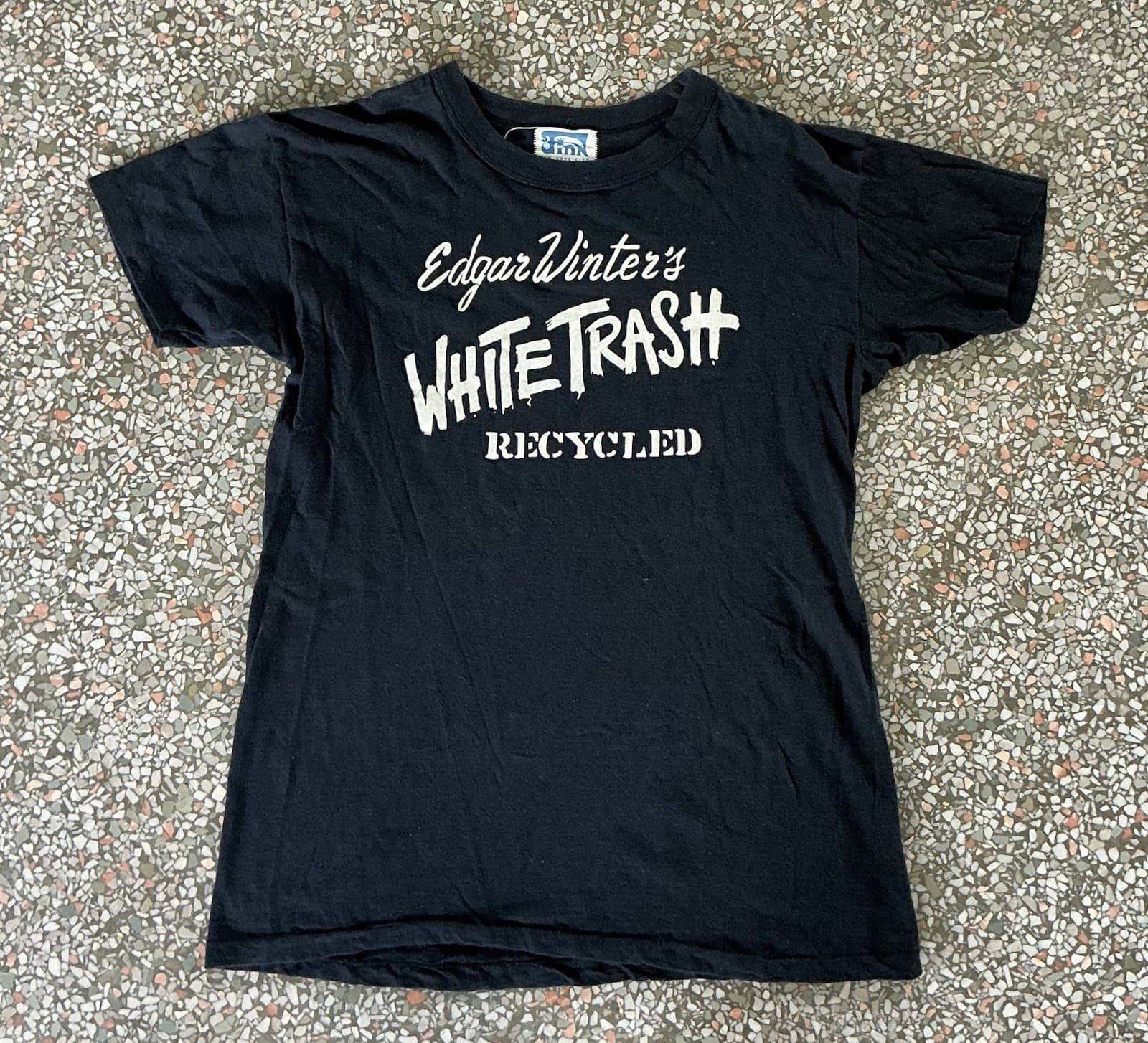 Vintage 1970s Edgar Winters White Trash Recycled Single Stitch L: 26” W: 19”