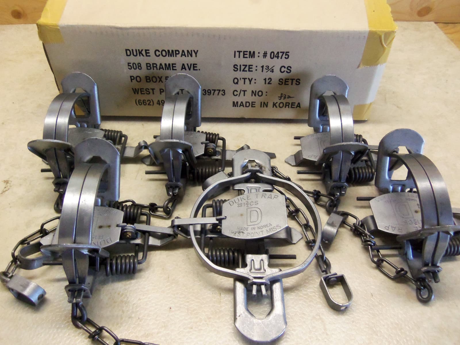 6 Duke # 1 3/4 Coil Spring Traps 0475 Raccoon Coyote Bobcat Fox Trapping