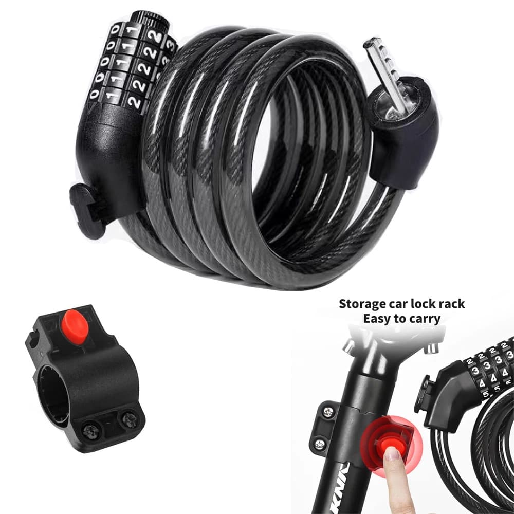 Bike Lock Security Cable Lock 5 Digit Password Bike Lock Heavy Duty Anti-Theft