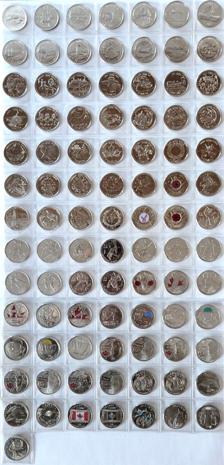 1967 - 2023 Canada 92 Coin Uncirculated BU Commemorative Quarter Set!