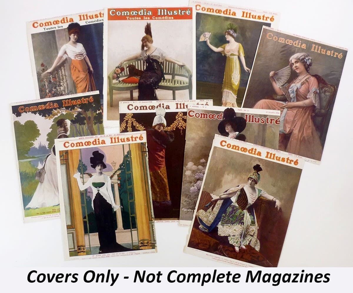 Fashions 1912 Vaudeville French COMEDIA ILLUSTRE 9 Covers Only Famous Designers