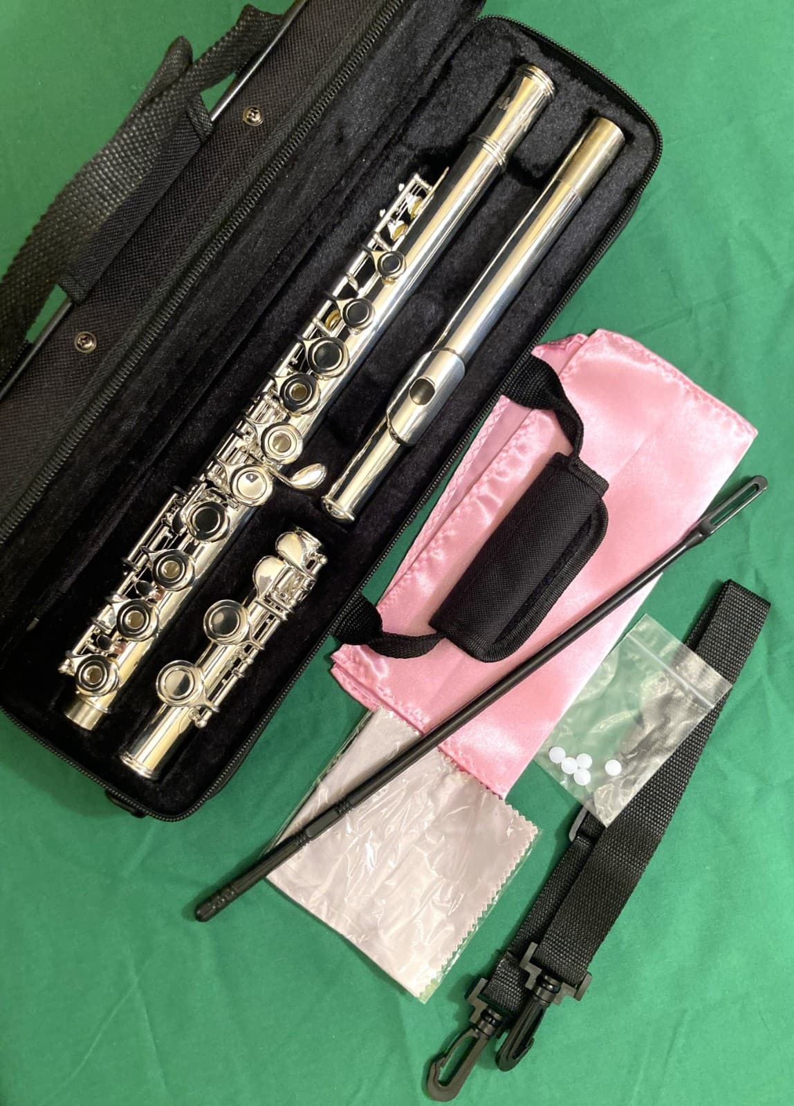 Silver Plated Student Model Flute-Open Hole, C Foot Split E-with Accessories!