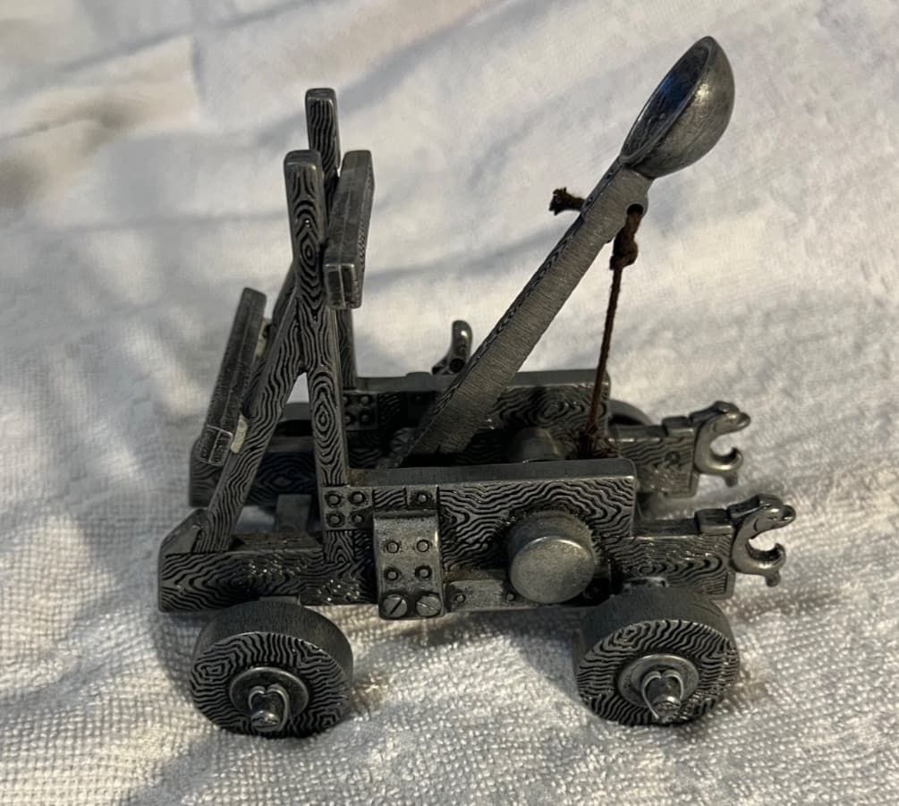 Denix miniature metal replica of a medieval catapult