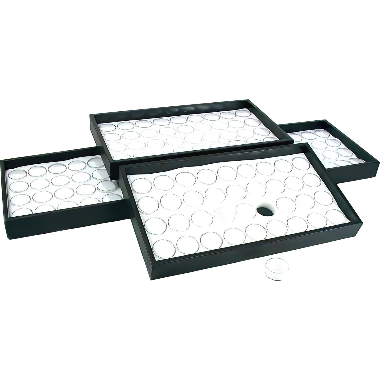 144 White Foam Gem Jars Display & Stackable Tray