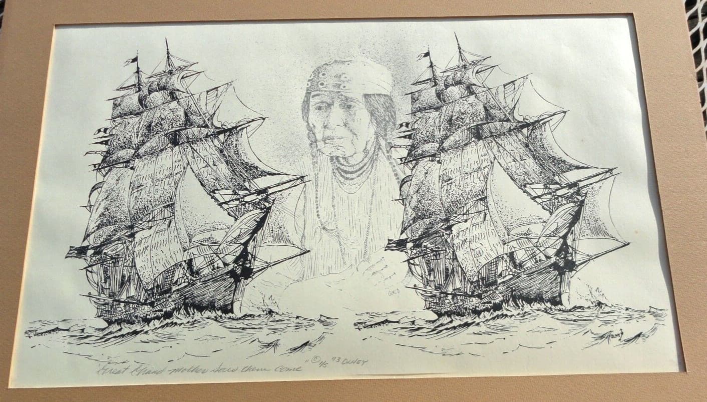 Nathan Olney Signed and Numbered Lithograph (#1 of 5) 1973 Yakima 1820's Indian