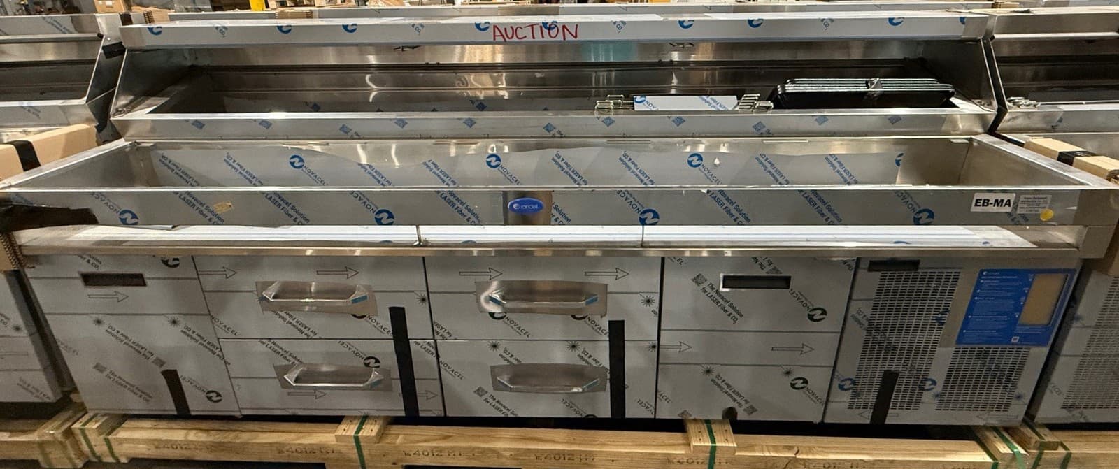 NEW RANDELL DOMHC120R 10' 4-DRAWER 2-DOOR REFRIGERATED PIZZA SANDWICH PREP