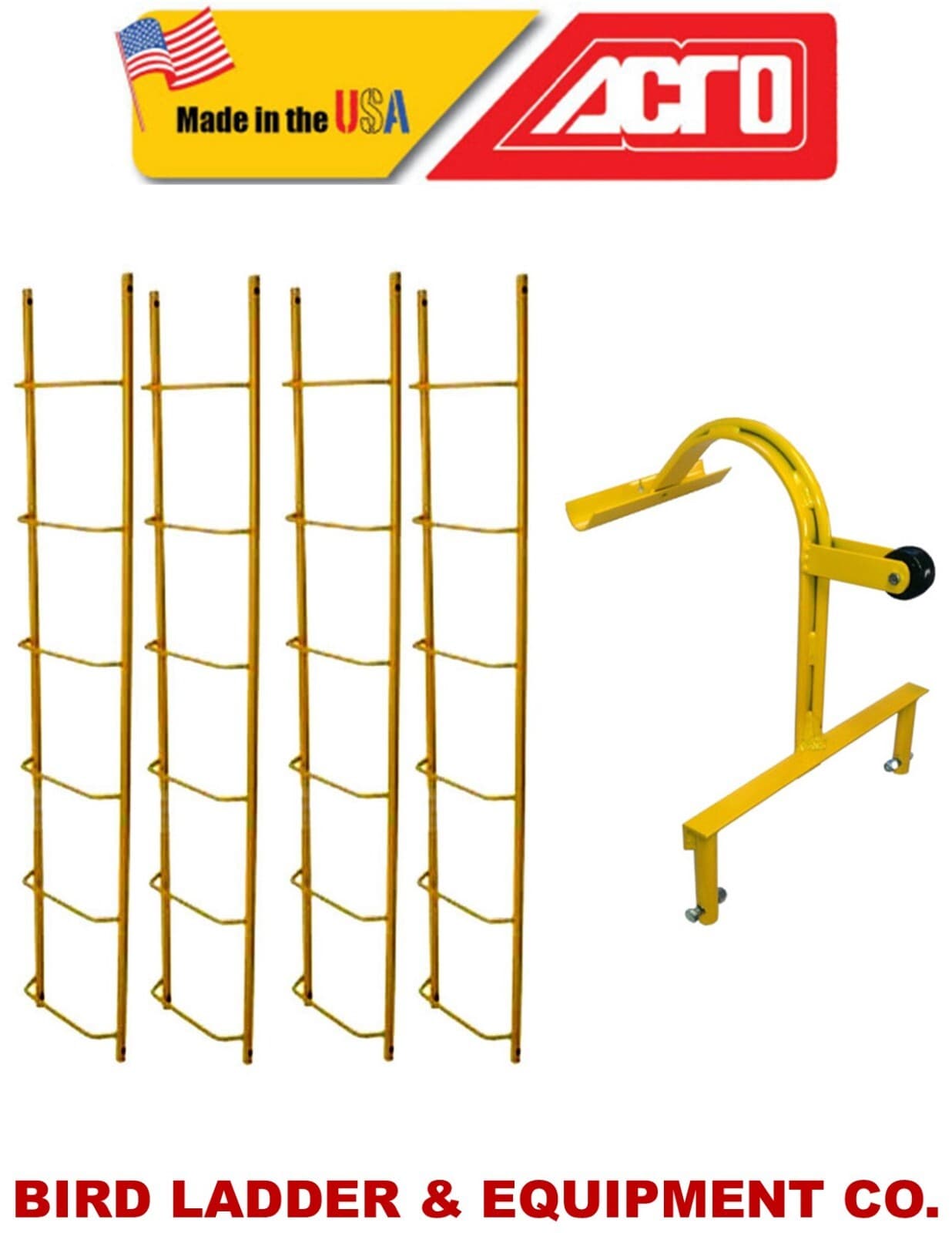 ACRO Chicken Ladder Set - (4) 6' Ladders & (1) 10" Hook - Roofing Equipment