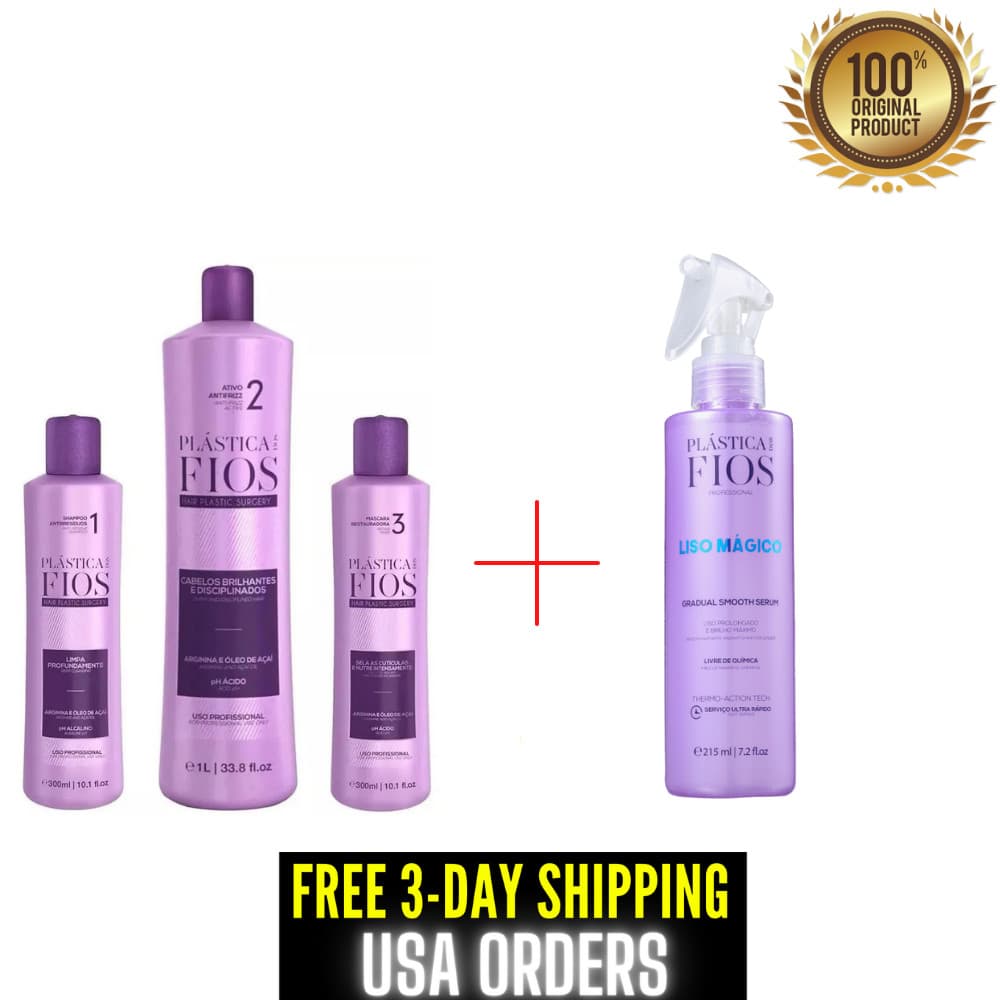 Cadiveu Plastica dos Fios 3 Steps Brazilian Keratin + Cadiveu Liso Mágico 215ML