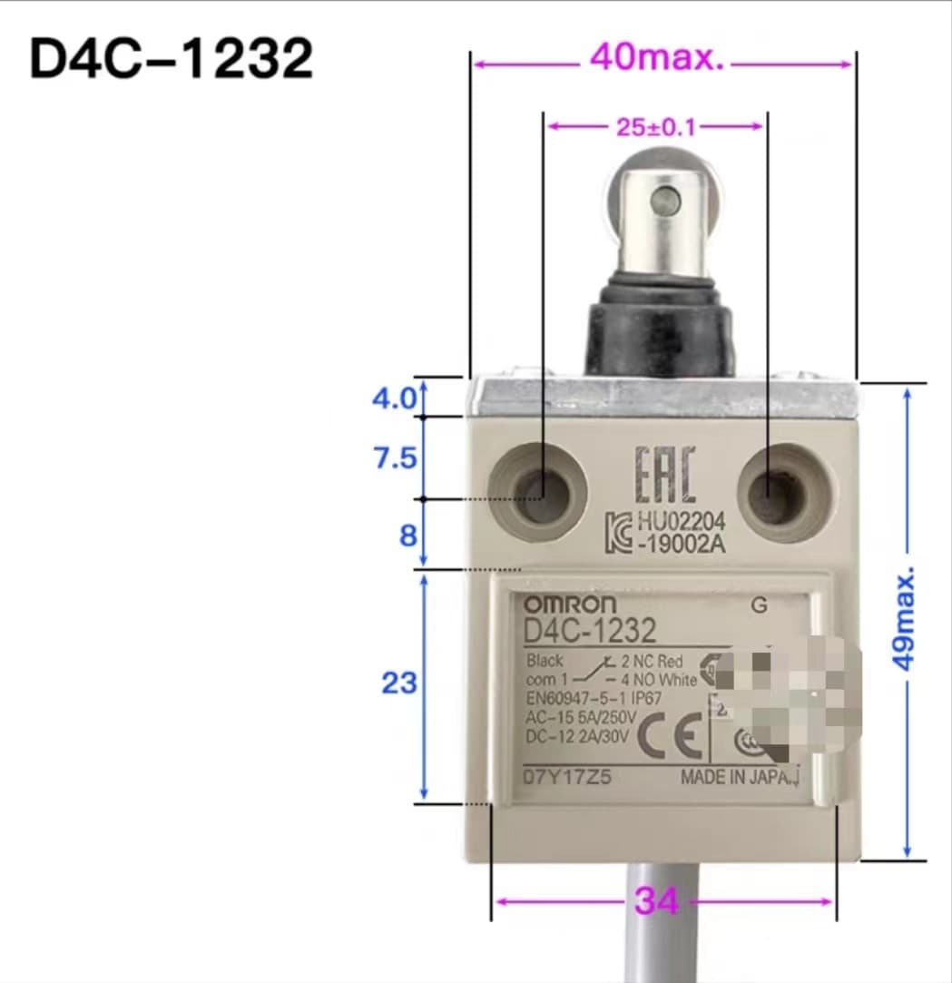 1PC NEW FOR Omron D4C-1232 Limit Switch 3m Cable