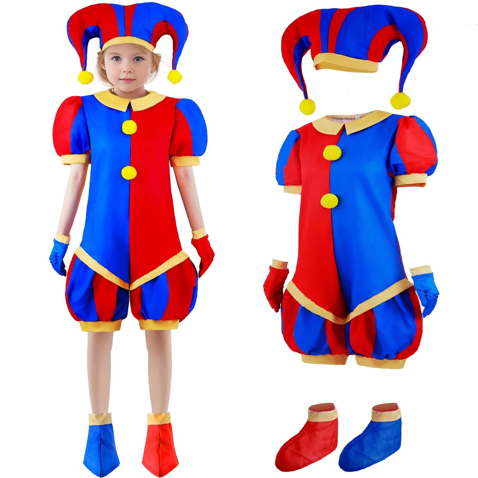 The Amazing Digital Circus Pomni Costume For Kids/Adult Cosplay Hat Glove Set
