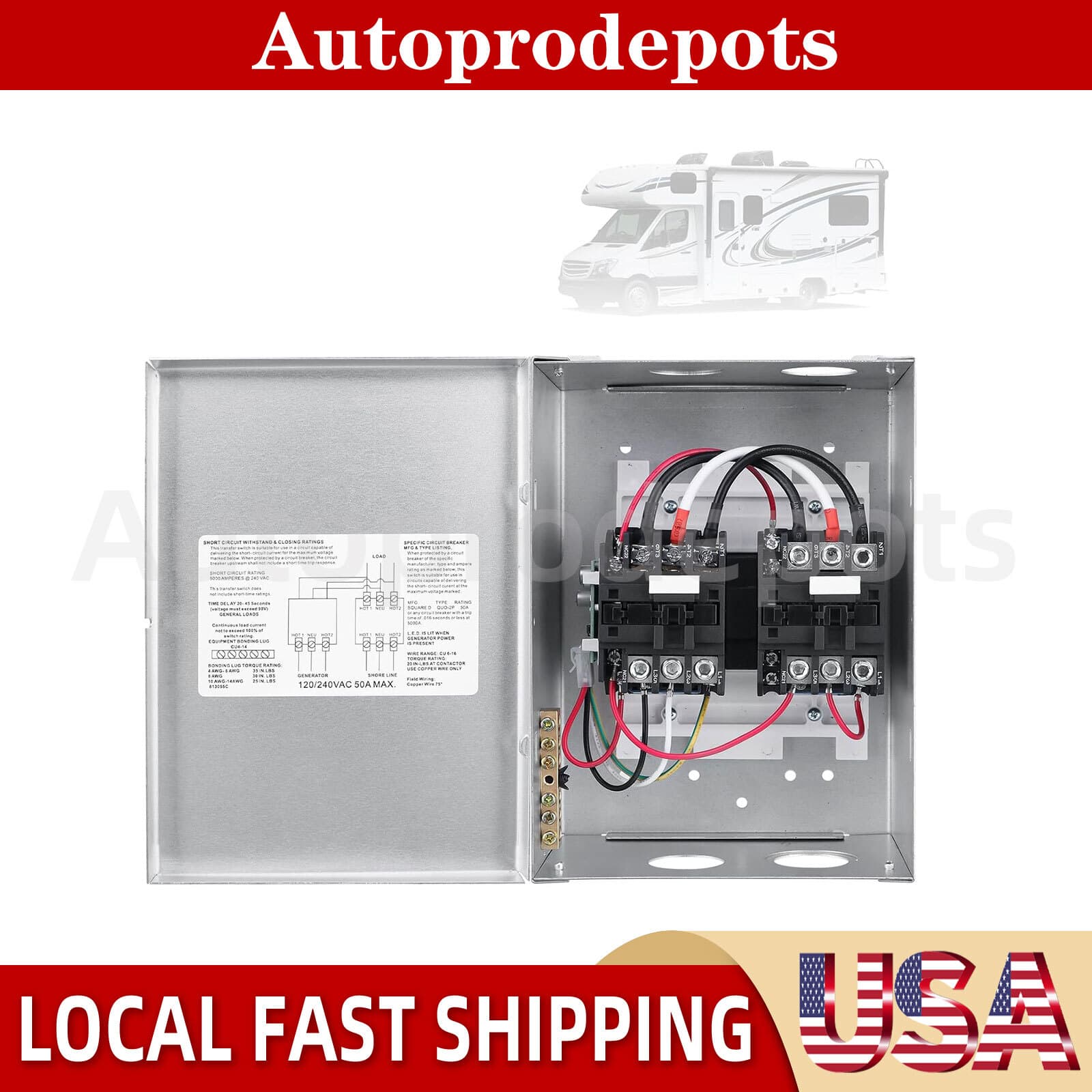 50 Amp Transfer Switch RV Automatic Transfer Switch for RV Speedboats Home Stand