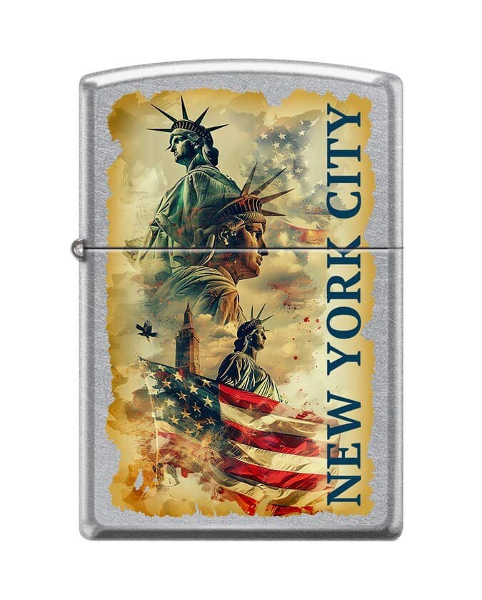 Zippo 2168, New York City Statue of Liberty Design, Street Chrome Finish Lighter