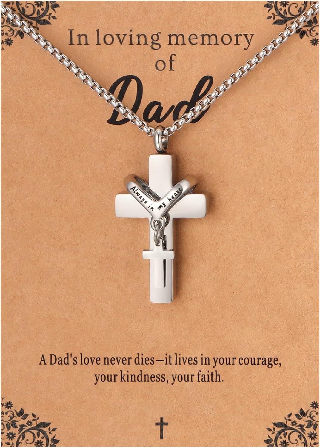Cremation Cross Necklace for Ashes Cross Urns Locket Pendant Ashes Holder Stainl