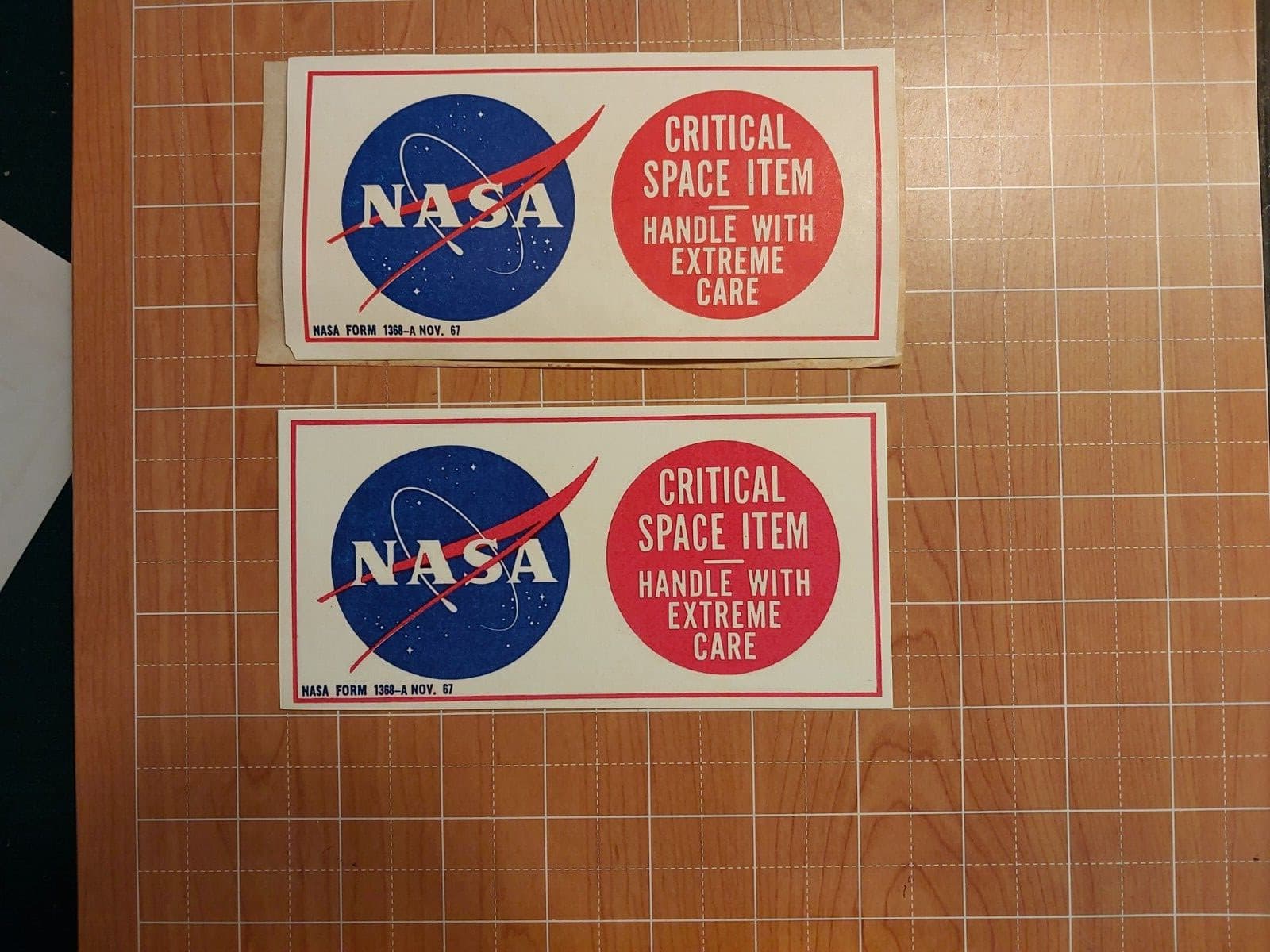 VINTAGE Nasa Real 1967 Decal/Sticker Repro CRITICAL SPACE ITEM small