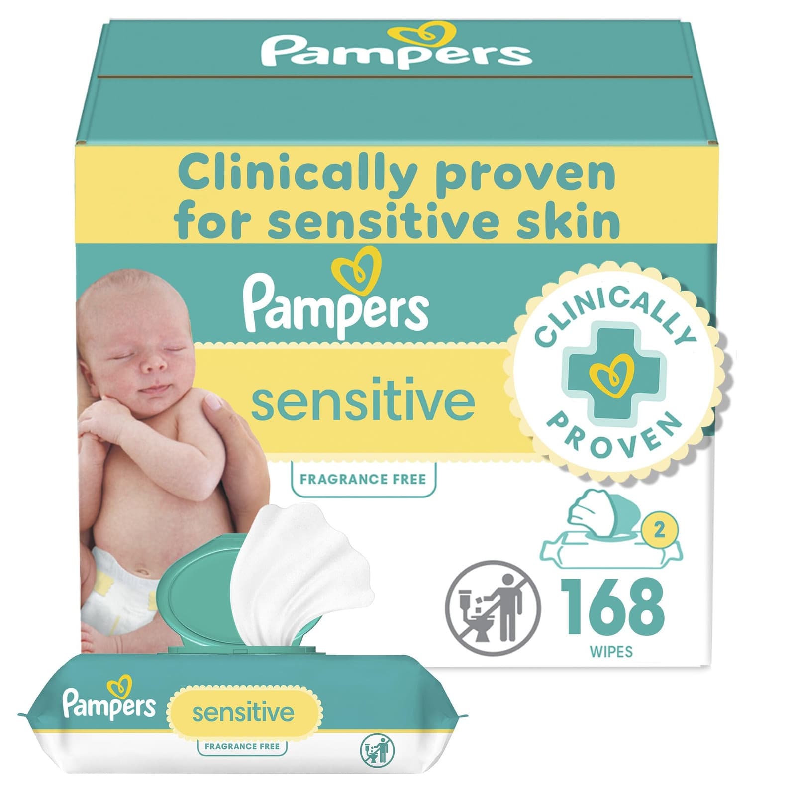 Pampers Sensitive Baby Wipes 168 Count Hypoallergenic Unscented Soft Wipes