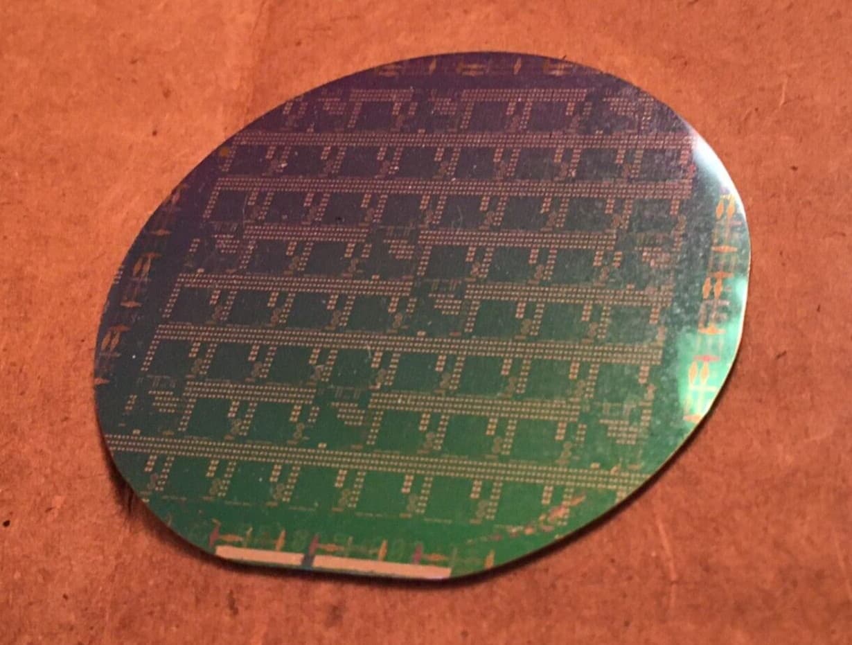 2" Silver Silicon Wafer Unique Extremely Rare RF NAND Vintage CPU Chip