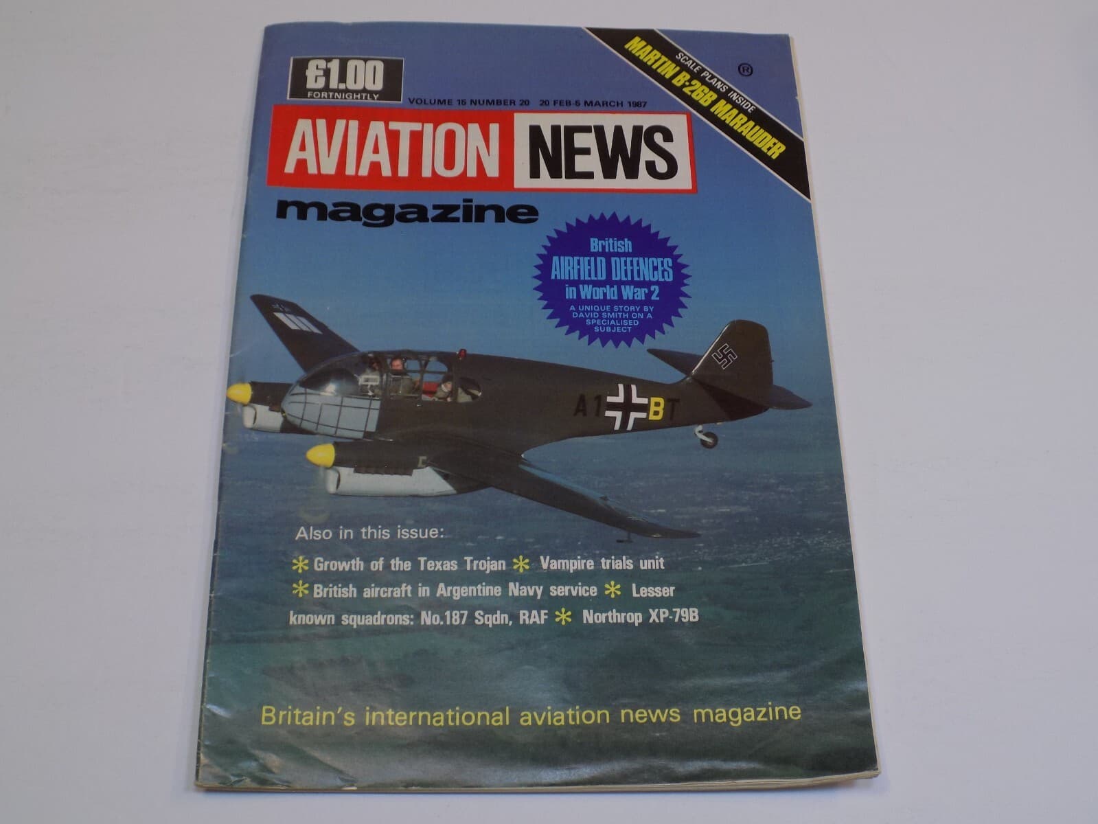 Aviation News Magazine Mar 1987 Martin B26B Marauder Texas Trojan Northrop Xp79B
