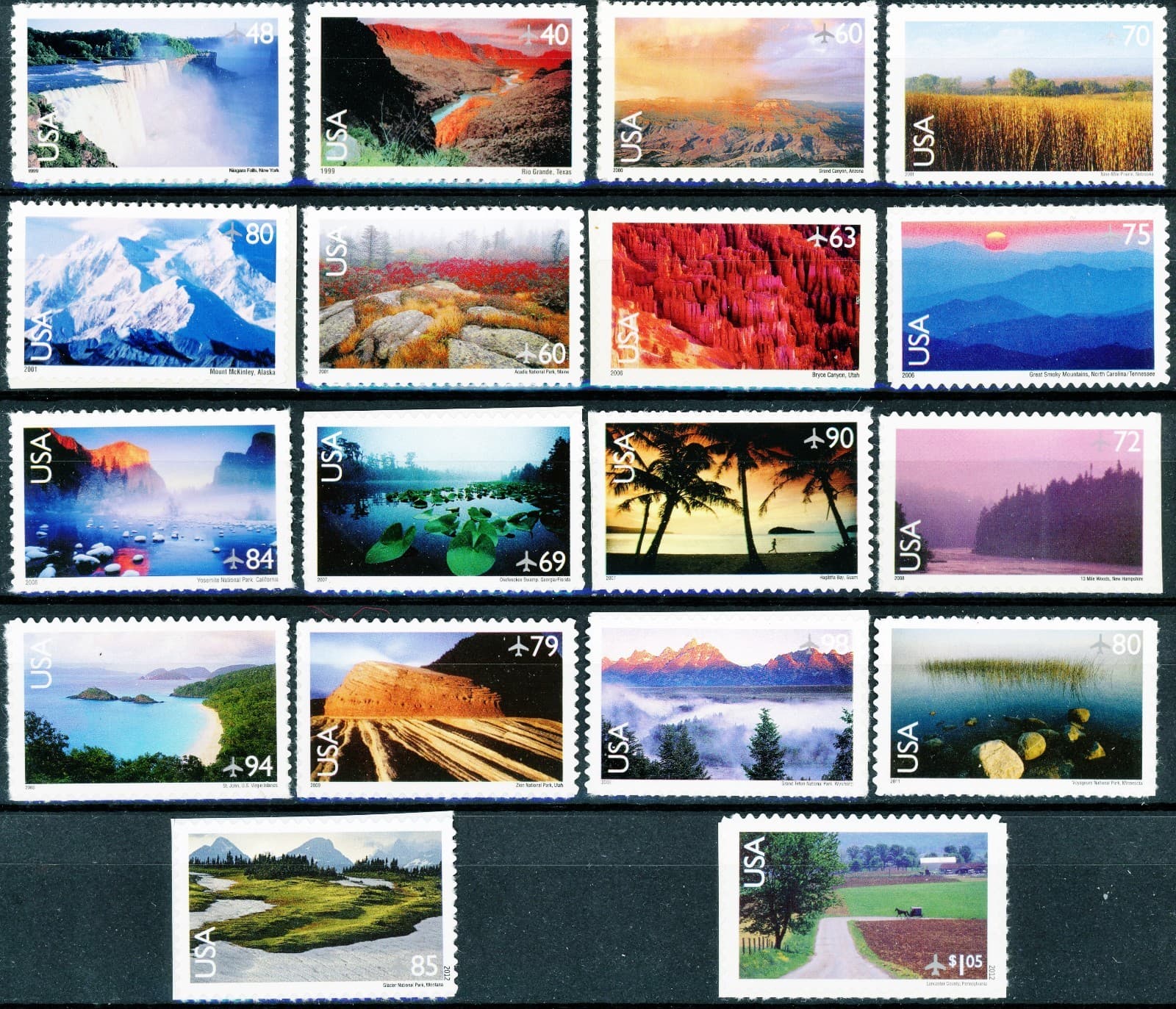 Scenic Landscapes National Parks Set 18 MNH Air Mail Stamps Scotts C133 to C150