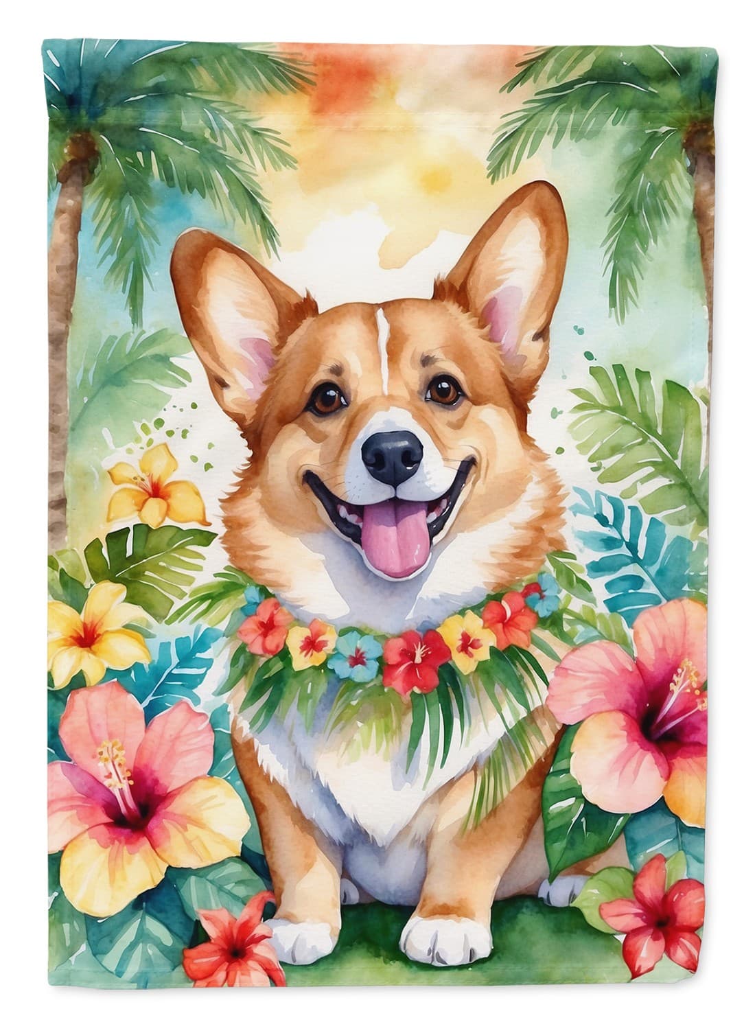 Corgi Luau Flag Canvas House Size DAC6415CHF