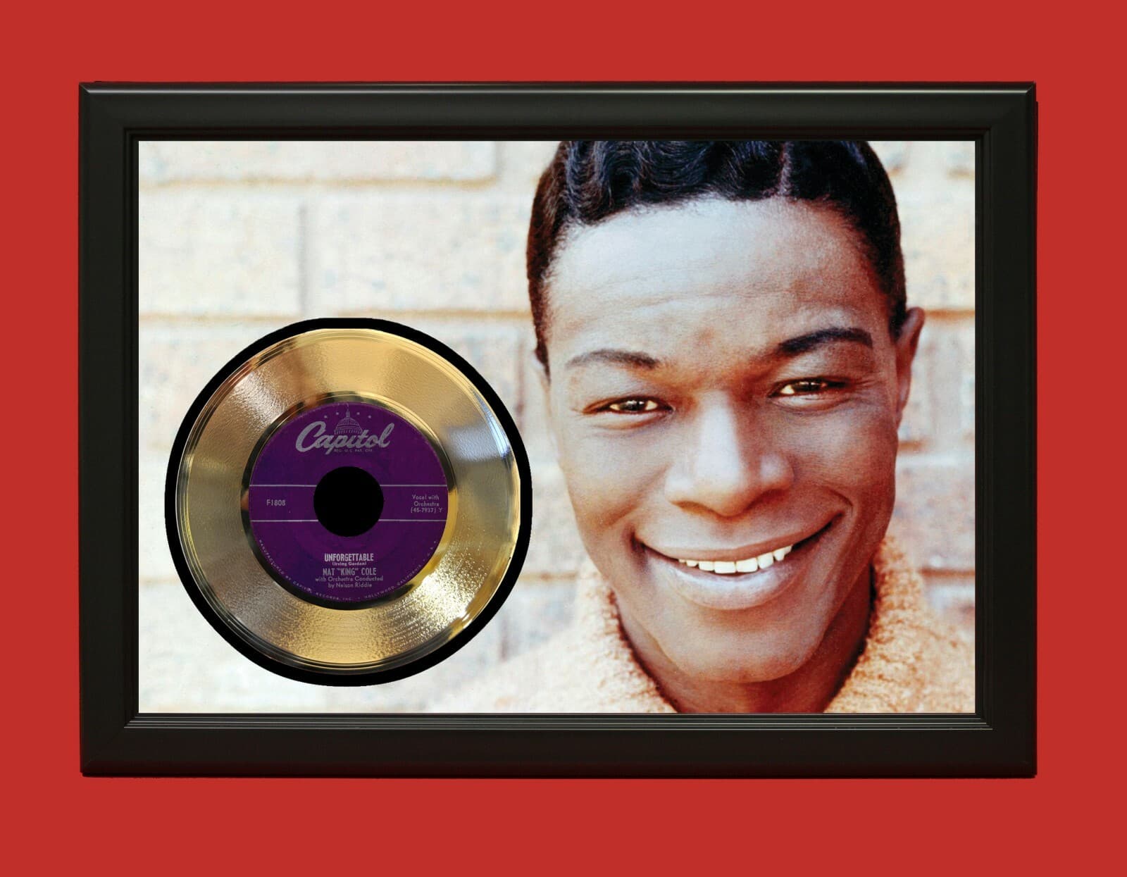Nat King Cole Poster Art Wood Framed 45 Gold Record Display C3