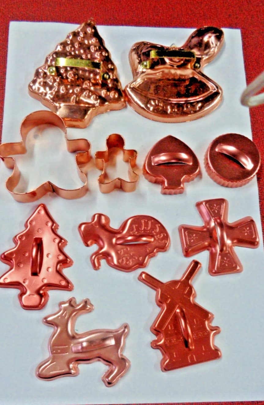 Lot of 11 Copper and 6 Metal Cookie Cutters Mint Never Used