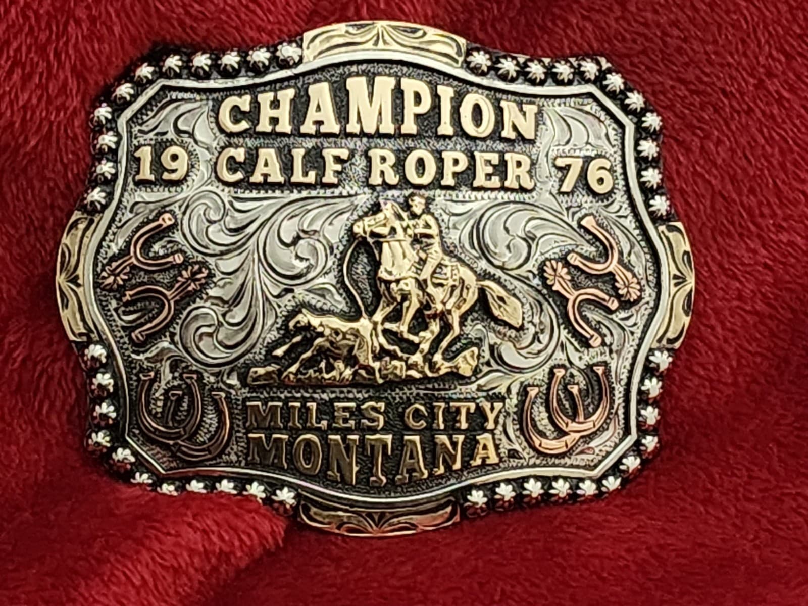 Rodeo☆1976☆Calf Roping X-TREME Champion Trophy Buckle☆Miles City Montan☆Rare☆R15