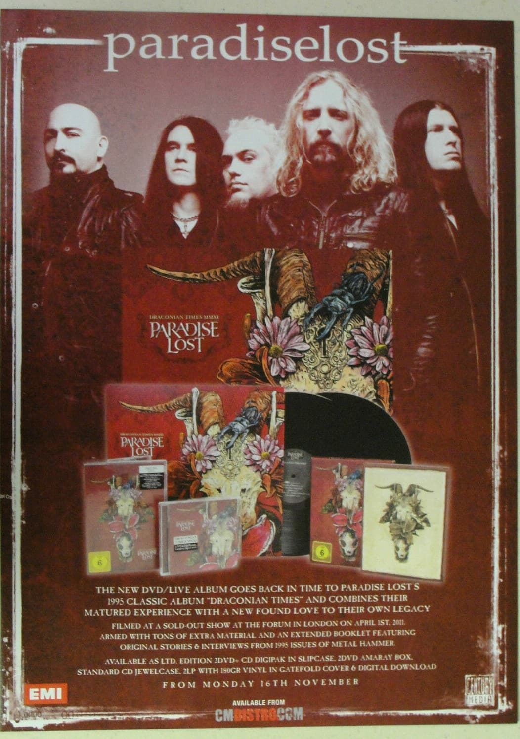 PARADISE LOST "Draconian Times MMXI" ~ Magazine PRINT AD