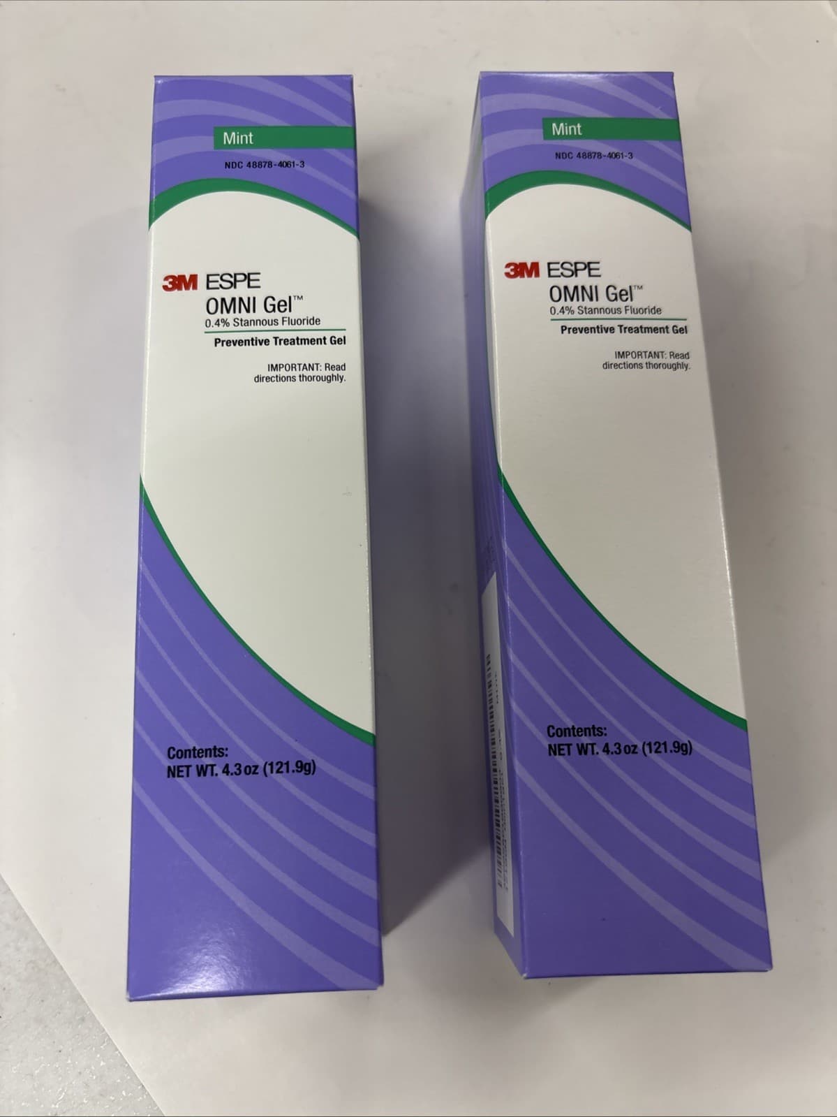 2 Tubes (4.3oz each) 3M ESPE 12106M OMNI Gel 0.4% Stannous Fluoride EXP 1/27