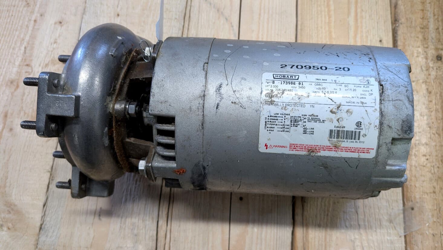 Hobart 8-173906-01 Dishwasher Pump Motor, Used in Hobart C44A