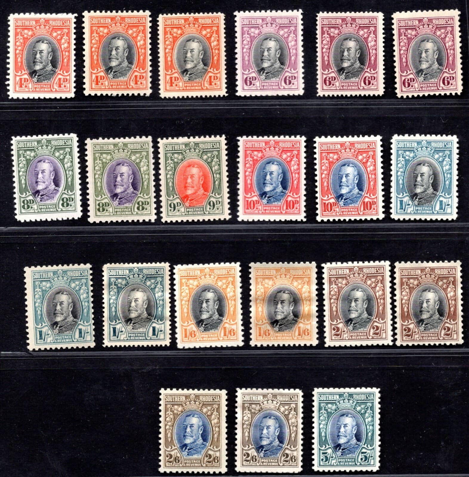 SOUTH RHODESIA 1931 S.G. 19-27 WITH PERF VARIETIES PERF 12 11 1/2 & PERF 14