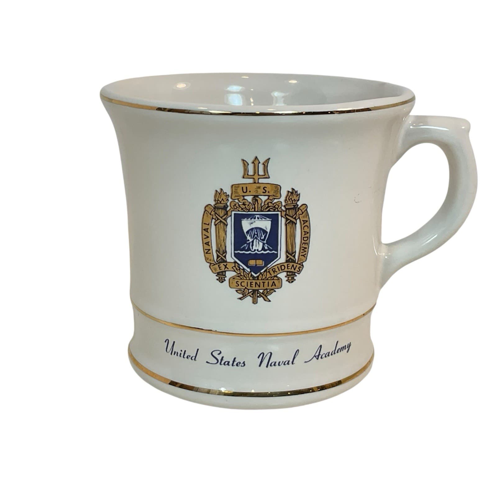 Vintage UNITED STATES NAVAL ACADEMY Ceramic Coffee MUG Cup Vintage Golden Crest
