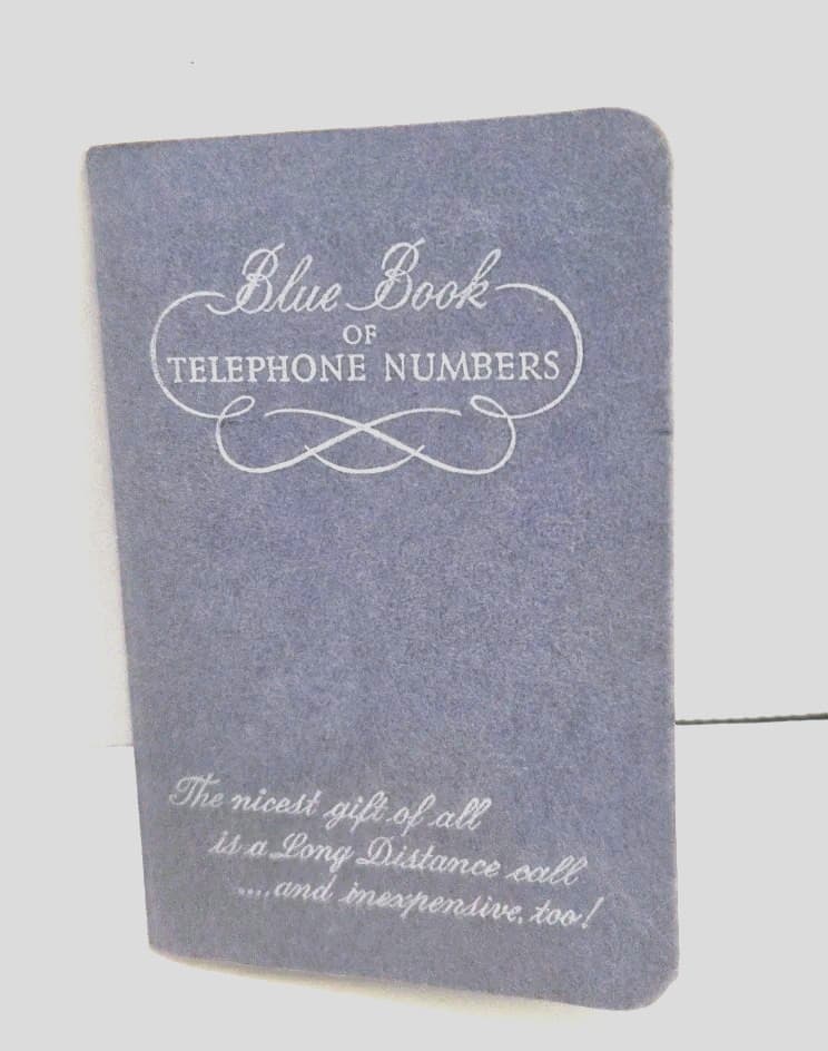 Vintage Blue Book of Telephone Numbers -Pacific Telephone & Telegraph -Mini- NEW