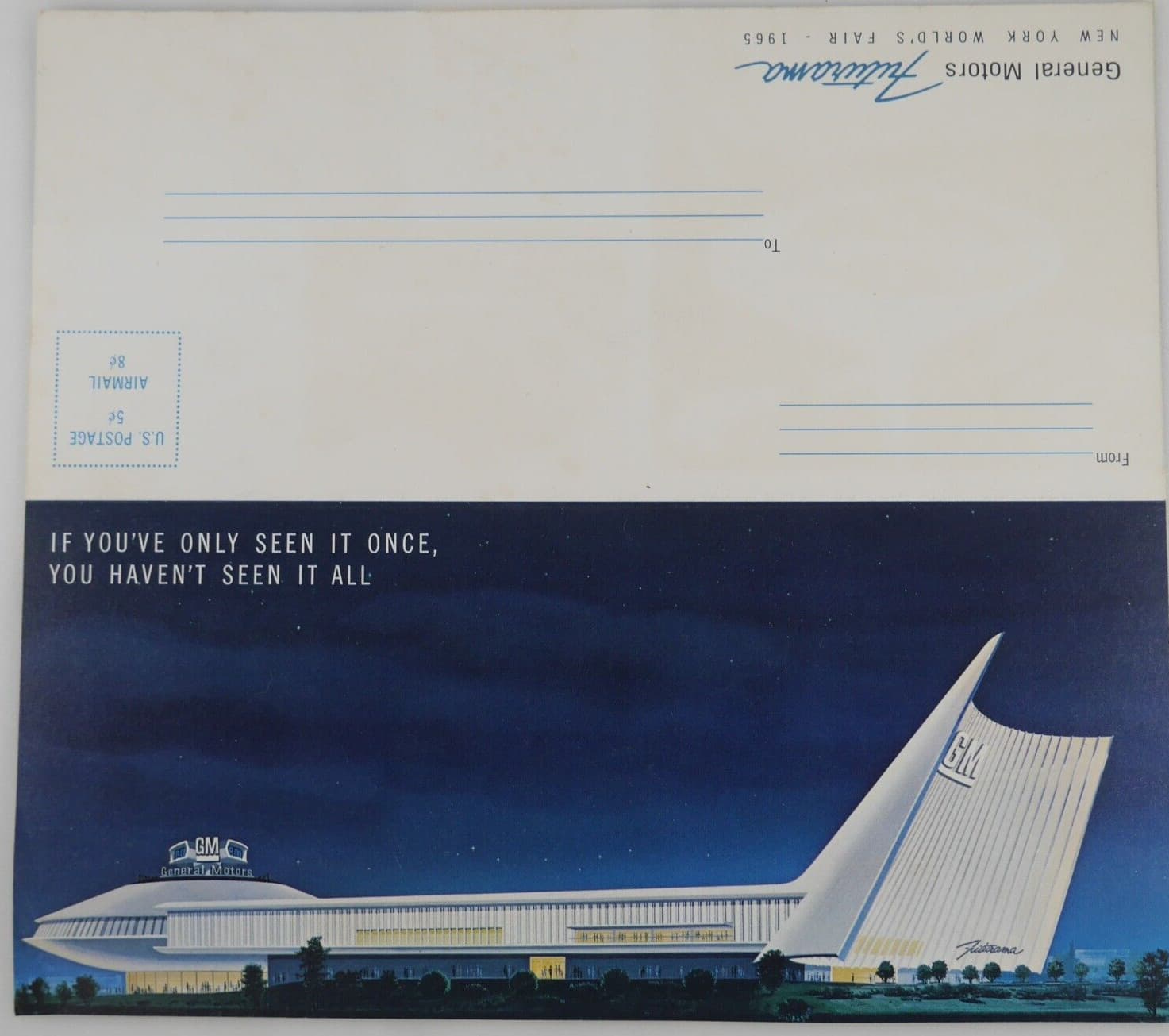1965 NY World Fair General Motors Futurama Unused Postcard Mailer Brochure 1964