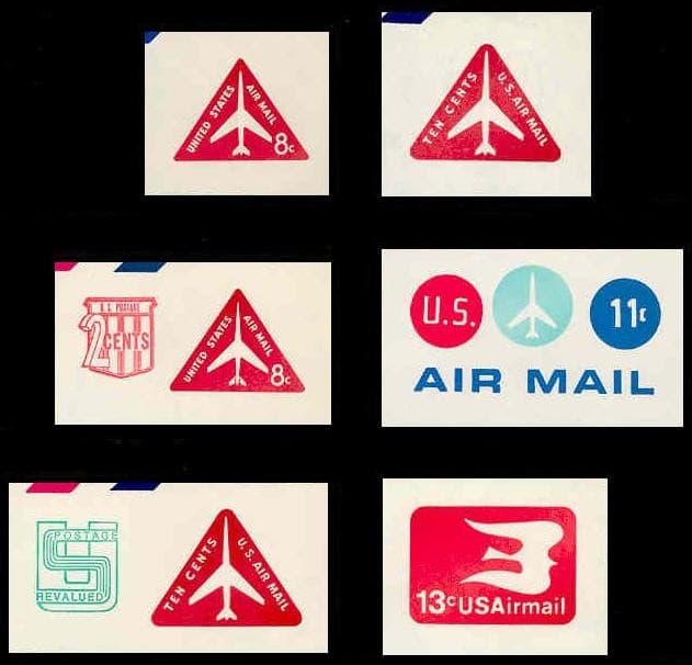 SCOTT #UC37, 40, 41, 3, 5, 7 VERY FINE MINT CUT SQUARES